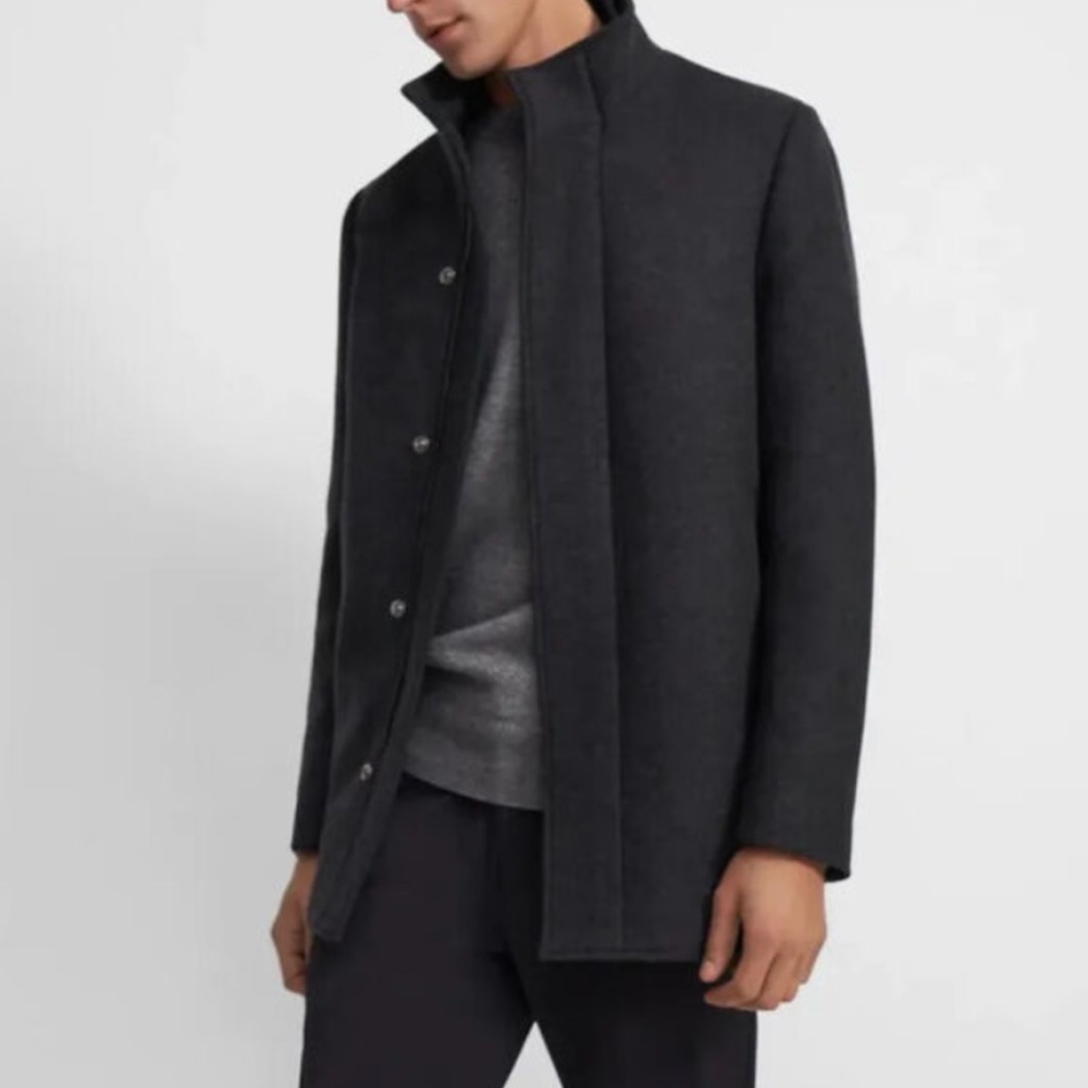 Vince Men's Stand Collar Navy Coat